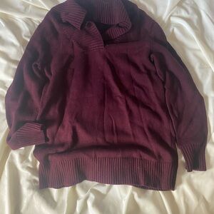 Market & Spruce Deep Burgundy Cowl Neck Sweater